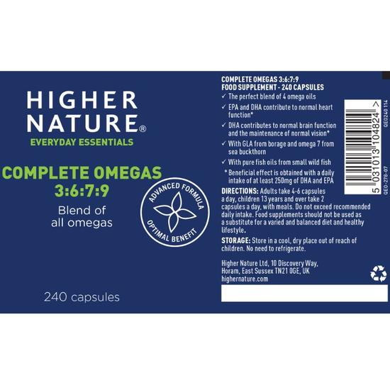 Higher Nature Complete Omega 3-6-7-9 Capsules 90 Capsules