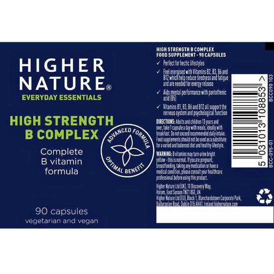 Higher Nature High Strength B Complex Capsules 90 Capsules
