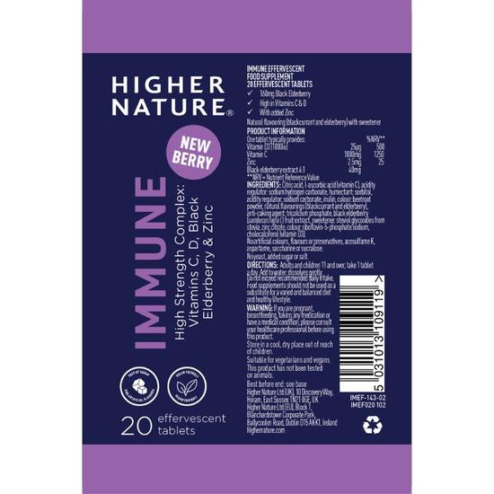 Higher Nature Immune Effervescent Tablets 20 Tablets