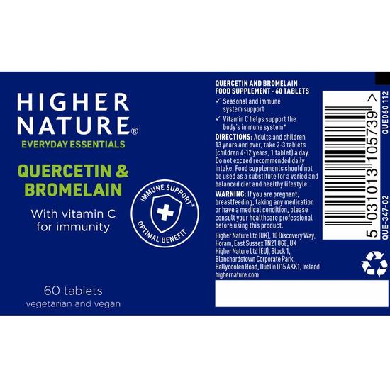 Higher Nature Quercetin & Bromelain Vegetable Tablets 60 Tablets