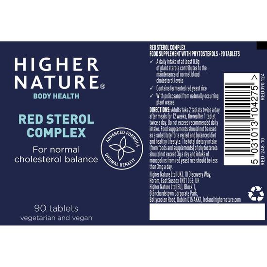 Higher Nature Red Sterol Complex Vegetable Capsules 90 Capsules