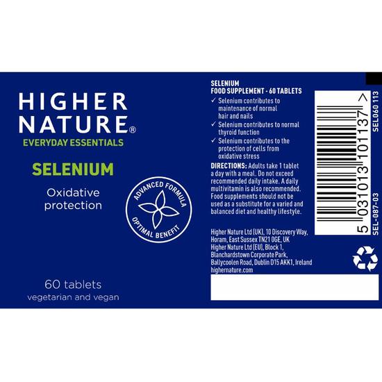 Higher Nature Selenium 200ug Vegetarian Tablets 60 Tablets