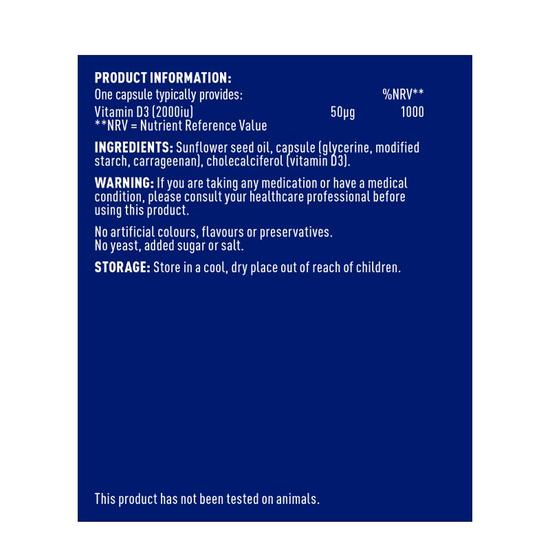 Higher Nature Vitamin D3 2000iu Vegicaps 60 Vegicaps