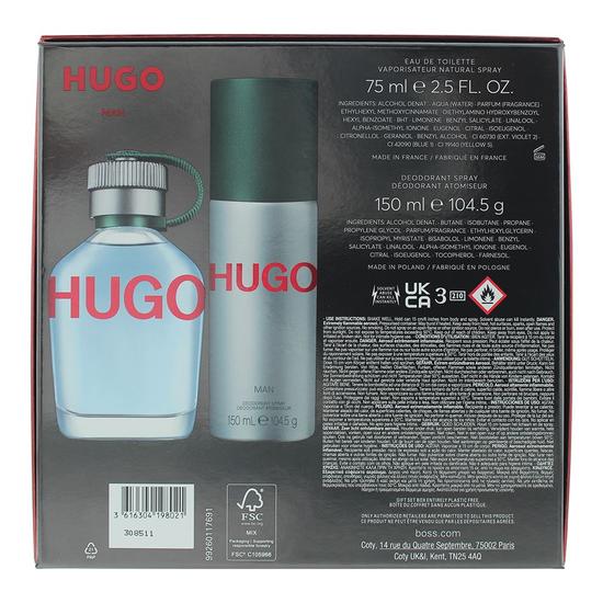 Hugo Boss Hugo Man Eau De Toilette Gift Set 75ml Eau De Toilette + 150ml Deodorant Spray