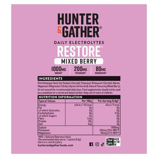 Hunter and Gather Restore Mixed Berries Electrolyte Sachets 30 Sachets