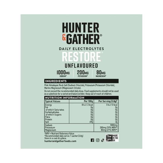 Hunter and Gather Restore Unflavoured Electrolyte Sachets 30 Sachets