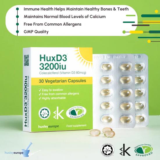 Huxley HuxD3 3200iu 30 Vegetarian Capsules