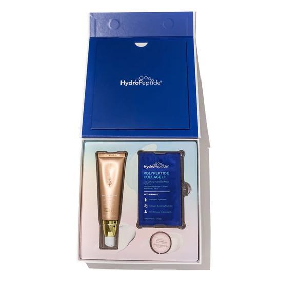 HydroPeptide Flawless Face Kit 2 x Collagel Eye Masks, 50ml Solar Defense Tinted & 5ml Lip Lock Hydrator
