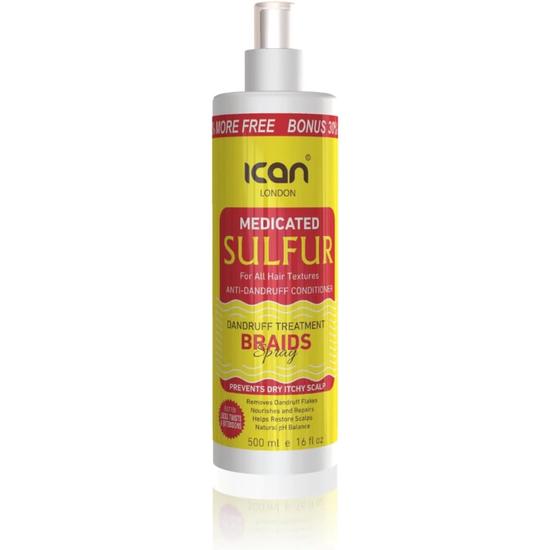 Ican London Medicated Sulphur Dandruff Treatment Braids Spray 500ml