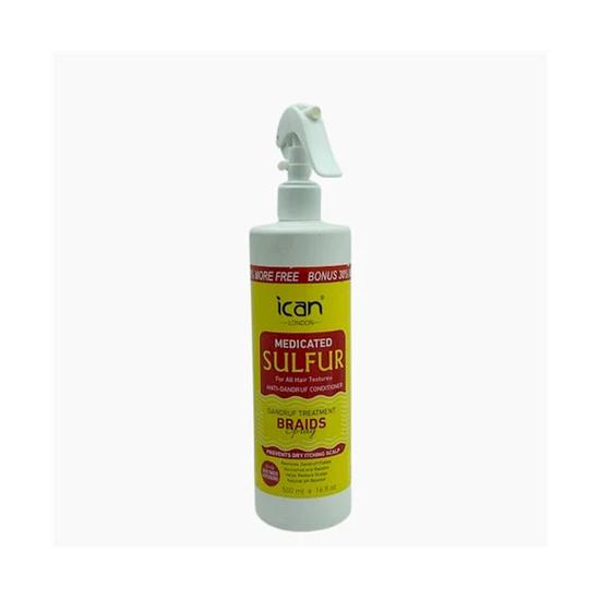 Ican London Medicated Sulphur Dandruff Treatment Braids Spray 500ml