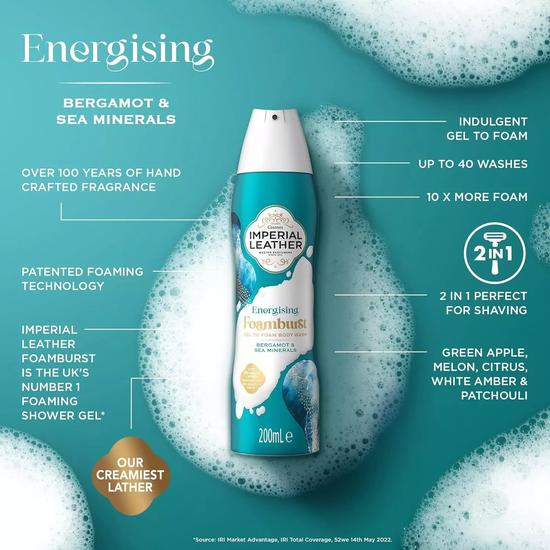 Imperial Leather Foam Burst Bergamot & Sea Minerals Energising 200ml