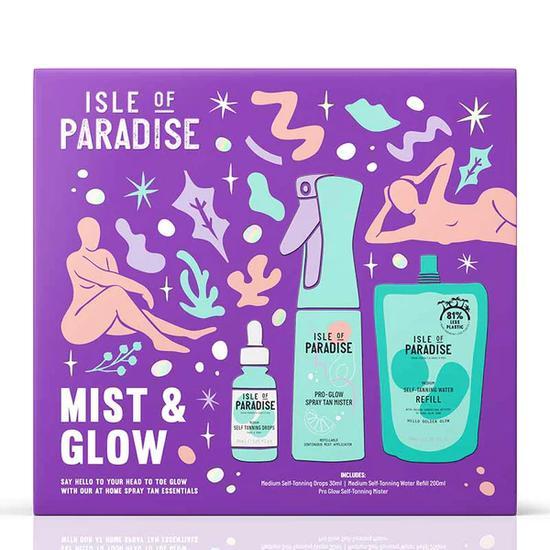 Isle of Paradise Mist & Glow Set Pro-Glow Spray Tan Mister + Self Tanning Drops (Medium) + Self Tanning Water (Medium)
