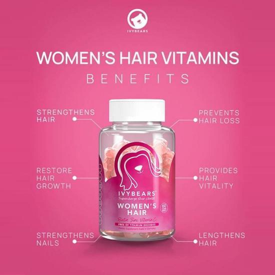IvyBears Women's Hair Vitamins 60 Gummies (1 month)