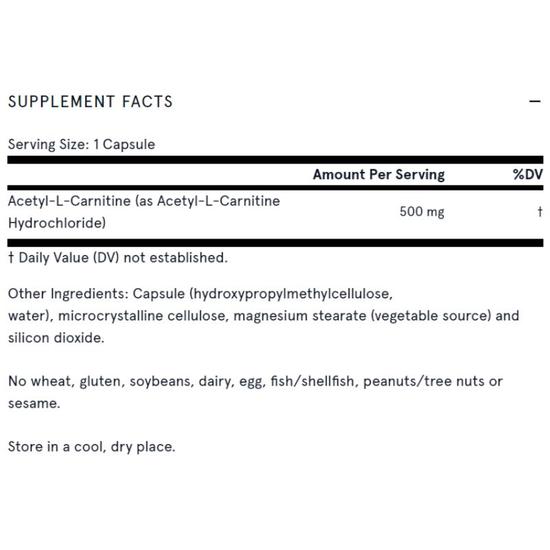 Jarrow Formulas Acetyl L-Carnitine 500mg Vegicaps 60 Vegicaps