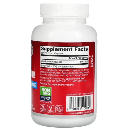 Jarrow Formulas Glutathione Reduced 500mg Veg Capsules 150 Capsules