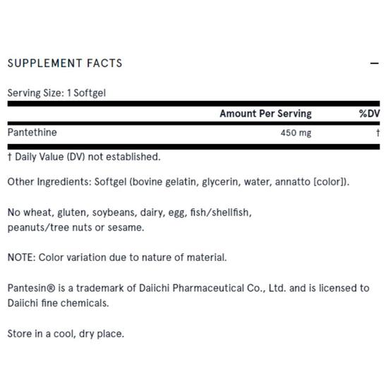 Jarrow Formulas Pantethine Softgels 60 Softgels