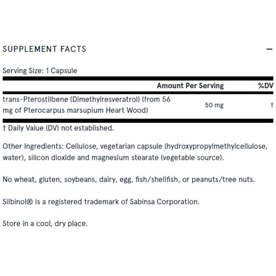 Jarrow Formulas transPterostilbene 50mg Vegicaps 60 Vegicaps