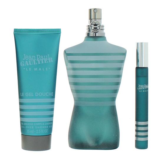 Jean Paul Gaultier Le Male Eau De Toilette 125ml, 10ml + Shower Gel Gift Set Him 125ml