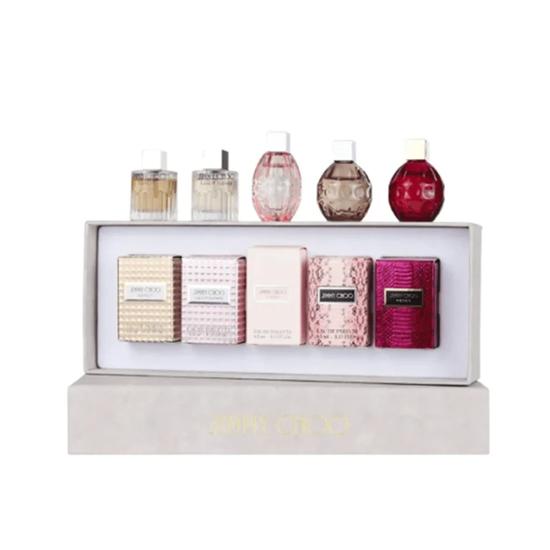 Jimmy Choo 5 Piece Miniature Perfume Gift Set Illicit Eau De Parfum 4.5ml, Illicit Flower Eau De Toilette 4.5ml, L'Eau Eau De Toilette 4.5ml, Eau De Parfum 4.5ml + Fever Eau De Parfum 4.5ml
