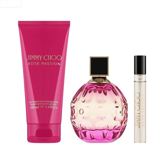 Jimmy Choo Rose Passion Women's Gift Set 100ml Eau De Parfum + 100ml Body Lotion + 7.5ml Eau De Parfum
