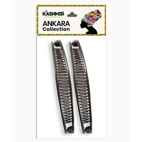 Kashmir Ankara Collection Banana Clips 2592 Black 2pcs / Black