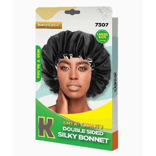Kashmir Beauty Ambition Great Quality Double Sided Silky Bonnet 7307 Large / Black