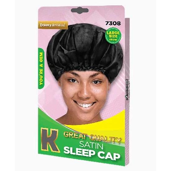 Kashmir Beauty Ambition Great Quality Satin Sleep Cap 7308 Large / Black