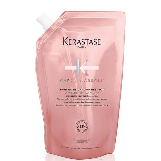 Kérastase Chroma Absolu Bain Riche Chroma Respect Shampoo Refill Pouch & Refillable Bottle 500ml Pouch + Bottle
