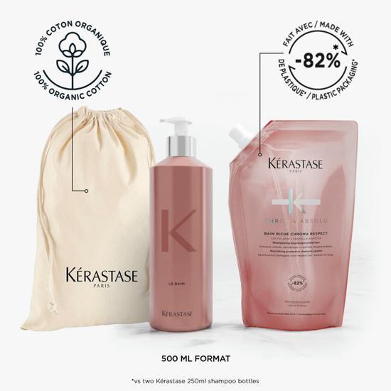Kérastase Chroma Absolu Bain Riche Chroma Respect Shampoo Refill Pouch & Refillable Bottle 500ml Pouch + Bottle