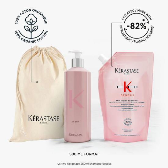 Kérastase Genesis Bain Hydra-Fortifiant Refill Pouch & Refillable Bottle 500ml Pouch + Bottle