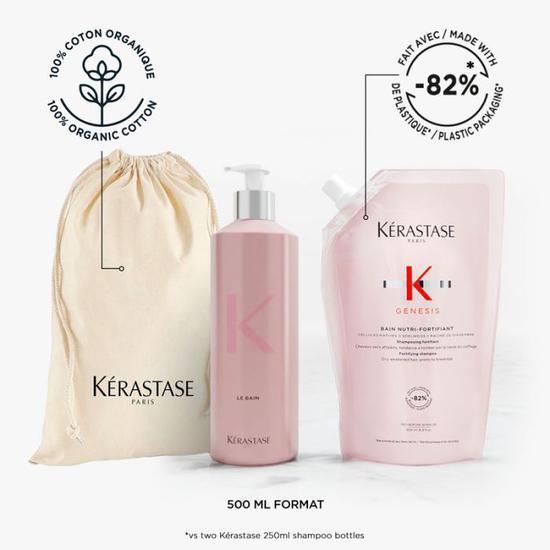 Kérastase Genesis Bain Nutri-Fortifiant Refill Pouch & Refillable Bottle 500ml Pouch + Bottle