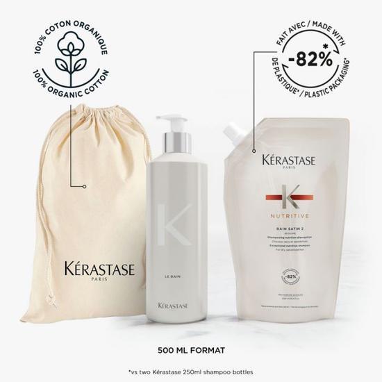 Kérastase Nutritive Bain Satin 2 Refill Pouch & Refillable Bottle 500ml Pouch + Bottle
