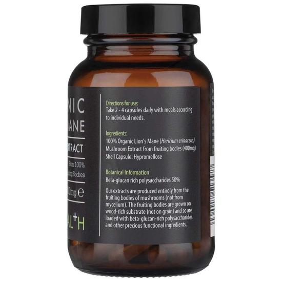 KIKI Health Organic Lion's Mane Mushroom Extract Vegicaps 60 Vegicaps