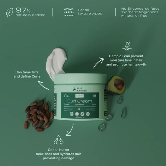 Kurl Kitchen Avocado & Hemp Curl Cream 350ml