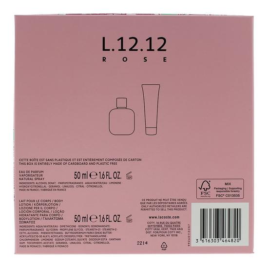 Lacoste Eau De Lacoste L.12.12 Rose Eau De Parfum + Body Lotion Gift Set 50ml