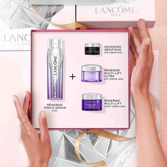 Lancôme Renergie H.C.F. Triple Serum 50ml Holiday Skin Care Gift Set For Her 50ml Serum, 15ml Ultra Cream, 15ml Night Cream & 10ml Activating Concentrate