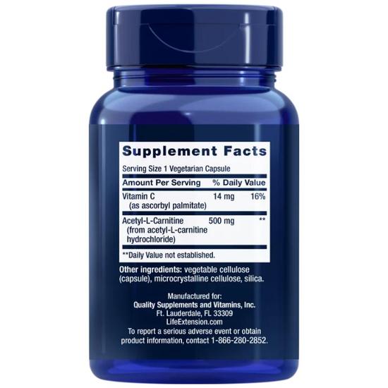 Life Extension Acetyl-L-Carnitine 500mg Vegicaps 100 Vegicaps