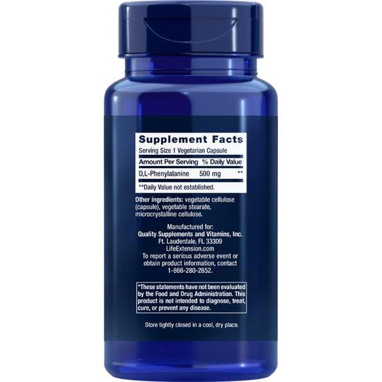Life Extension D L-Phenylalanine 500mg Vegicaps 100 Vegicaps