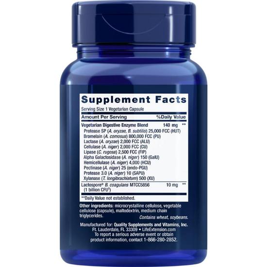 Life Extension Enhanced Super Digestive Enzymes With Probiotics Vegicaps 60 Vegicaps