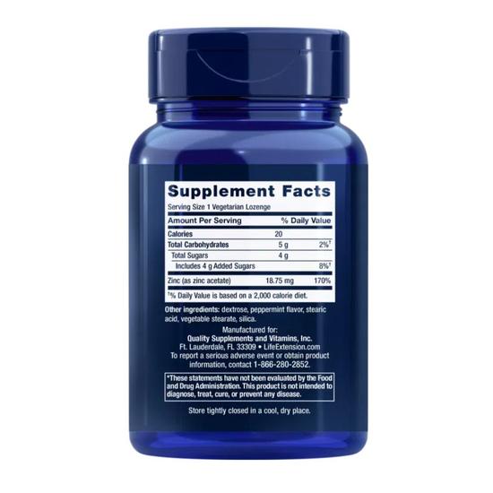 Life Extension Enhanced Zinc Peppermint Lozenges 30 Lozenges