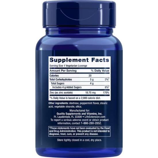 Life Extension Enhanced Zinc Vegetarian Lozenges 30 Lozenges
