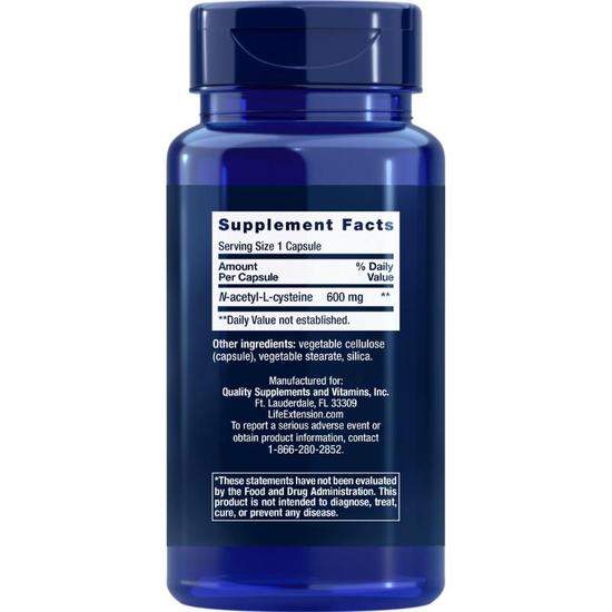 Life Extension N-Acetyl-L-Cysteine 600mg Vegicaps 60 Vegicaps