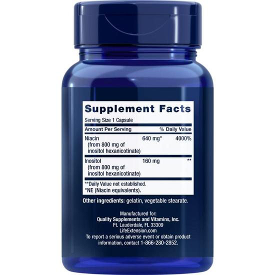 Life Extension No Flush Niacin 640mg Capsules 100 Capsules