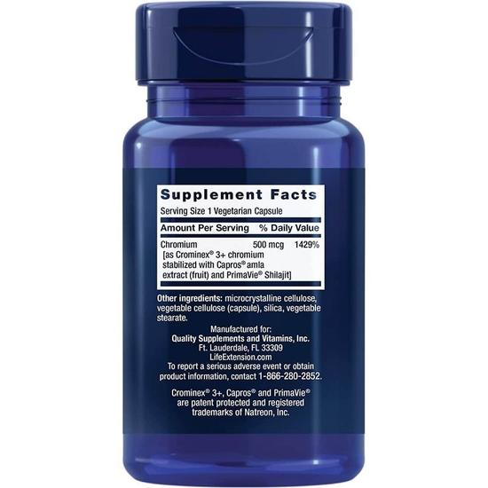 Life Extension Optimised Chromium With Crominex 3+ 500mcg Vegicaps 60 Vegicaps