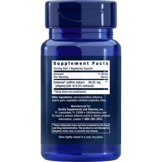 Life Extension Optimised Saffron With Satiereal Vegicaps 60 Vegicaps