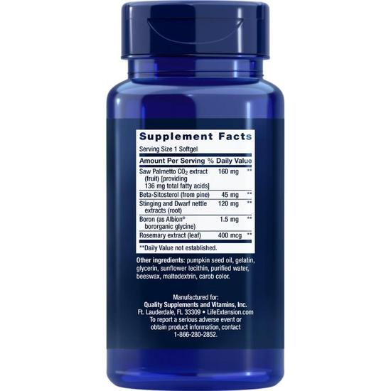 Life Extension PalmettoGuard Saw Palmetto/Nettle Root With Beta-Sitosterol Softgels 60 Softgels