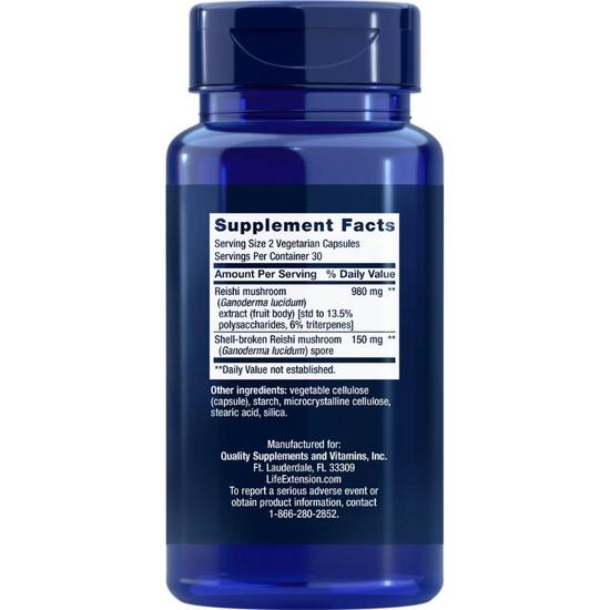 Life Extension Reishi Extract Mushroom Complex Vegicaps 60 Vegicaps