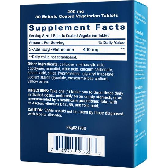 Life Extension SAMe S-Adenosyl-Methionine 400mg Tablets 60 Tablets