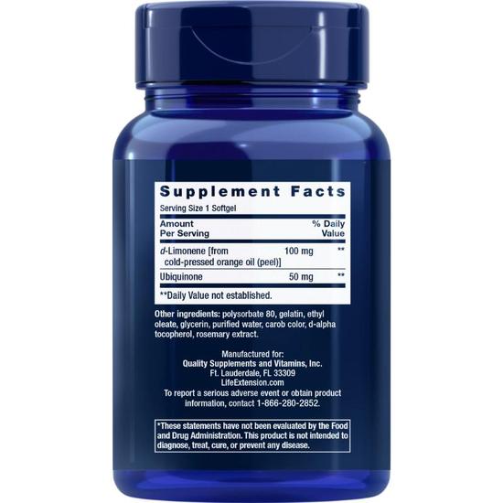 Life Extension Super Absorbable CoQ10 With d-Limonene 50mg Softgels 60 Softgels