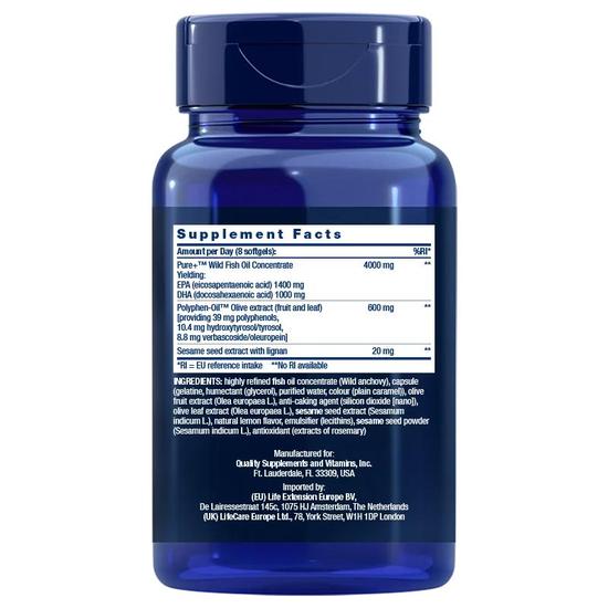 Life Extension Super Omega-3 EPA/DHA With Sesame Lignans & Olive Extract Softgels 60 Softgels